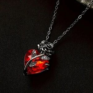 Rose Red Heart Necklace NWT